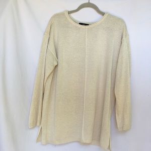 Carole Little White and Metallic Gold Sweater